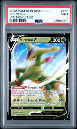 2022 POKEMON SWSH BLACK STAR PROMO VIRIZION V BOX #295 VIRIZION V PSA 9 - Image 1