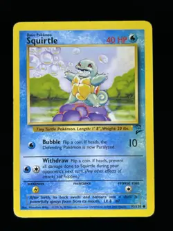 SQUIRTLE 93/130 - VINTAGE WOTC Pokemon Card - BASE SET 2 - - Image 1