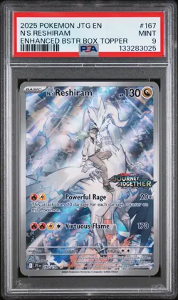 2025 POKEMON JTG EN-JOURNEY TOGETHER #167 N'S RESHIRAM PSA 9 - Image 1