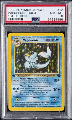 1999 POKEMON JUNGLE 1ST EDITION #12 VAPOREON-HOLO PSA 8 - Image 1