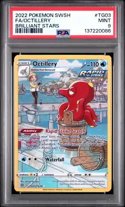 2022 POKEMON SWORD & SHIELD BRILLIANT STARS #TG03 FULL ART/OCTILLERY PSA 9 - Image 1