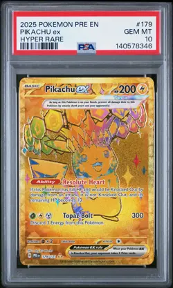 2025 POKEMON PRE EN-PRISMATIC EVOLUTIONS HYPER RARE #179 PIKACHU EX PSA 10 - Image 1