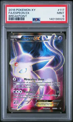 2016 POKEMON XY BREAKPOINT #117 FULL ART/ESPEON EX PSA 9 - Image 1