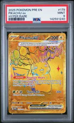 2025 POKEMON PRE EN-PRISMATIC EVOLUTIONS HYPER RARE #179 PIKACHU EX PSA 9 - Image 1