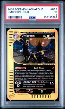 PSA 1 Umbreon H29/H32 WotC Aquapolis Holo Rare Pokemon - Image 1