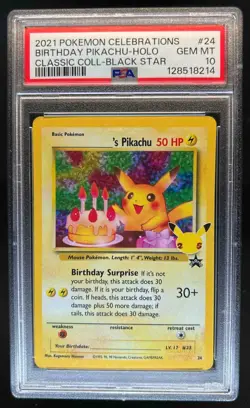 2021 Pokemon SWSH Celebrations Pikachu Classic Collection #24 PSA 10 - Image 1