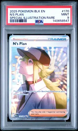 2025 POKEMON BLK EN-BLACK BOLT SPECIAL ILLUSTRATION RARE #170 N'S PLAN PSA 9 - Image 1
