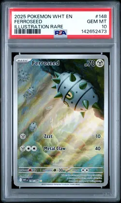 2025 POKEMON WHT EN-WHITE FLARE ILLUSTRATION RARE #148 FERROSEED PSA 10 - Image 1