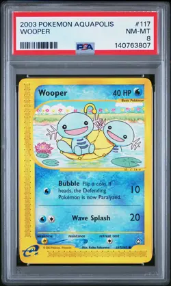 2003 POKEMON AQUAPOLIS #117 WOOPER PSA 8 - Image 1