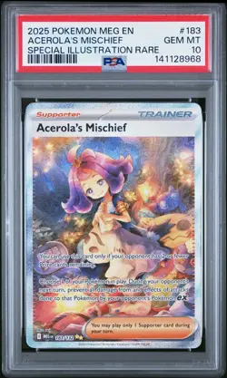 2025 POKEMON MEG SPECIAL ILLUSTRATION RARE #183 ACEROLA'S MISCHIEF PSA 10 - Image 1