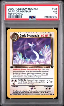 2000 POKEMON ROCKET 1ST EDITION #33 DARK DRAGONAIR PSA 7 - Image 1