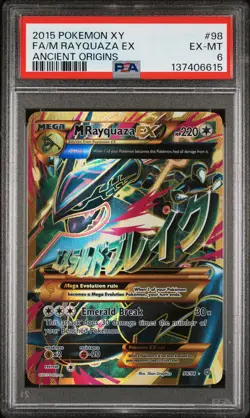 2015 POKEMON XY ANCIENT ORIGINS #98 FULL ART/M RAYQUAZA EX PSA 6 - Image 1