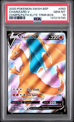 2020 POKEMON SWSH CHAMPION'S PATH ETB PROMO #050 CHARIZARD V PSA 10 - Image 1