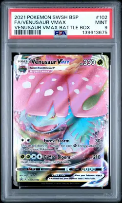 2021 POKEMON SWSH BLACK STAR PROMO #102 FULL ART/VENUSAUR VMAX PSA 9 - Image 1