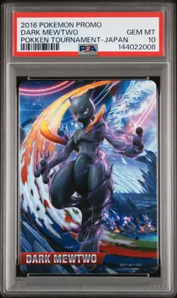 2016 POKEMON PROMO POKKEN TOURNAMENT JAPANESE DARK MEWTWO PSA 10 - Image 1