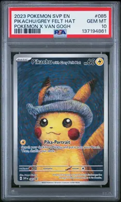 2023 POKEMON SVP EN-SV BLACK STAR PROMO #085 PIKACHU WITH GREY FELT HAT PSA 10 - Image 1