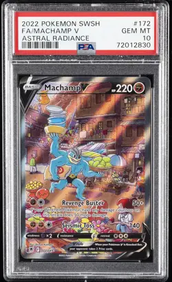 2022 POKEMON SWORD & SHIELD ASTRAL RADIANCE #172 FULL ART/MACHAMP V PSA 10 - Image 1