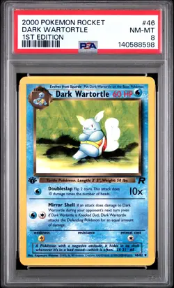 2000 POKEMON ROCKET 1ST EDITION #46 DARK WARTORTLE PSA 8 - Image 1