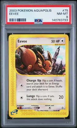 2003 POKEMON AQUAPOLIS #75 EEVEE PSA 8 - Image 1