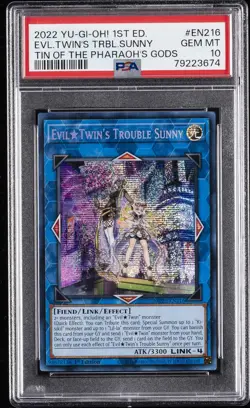 2022 YU-GI-OH! TIN OF THE PHARAOH'S GODS 1ST ED EVIL TWIN'S TROUBLE SUNNY PSA 10 - Image 1