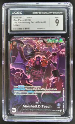 2025 ONE PIECE CCG MARSHALL D. TEACH LEADER OP09-081 CGC 9 A PT - Image 1