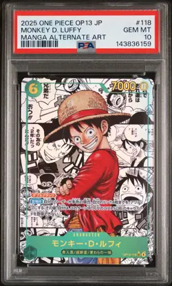 2025 ONE PIECE JPN CARRYING ON HIS WILL MANGA ALT ART MONKEY D. LUFFY PSA 10 - Image 1