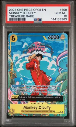 2024 ONE PIECE OP08-TWO LEGENDS TREASURE RARE #109 MONKEY D. LUFFY PSA 10 - Image 1