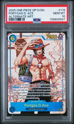 2025 ONE PIECE OP13-CARRYING ON HIS WILL ALTERNATE ART PORTGAS D. ACE PSA 10 - Image 1