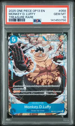 2025 ONE PIECE OP13-CARRYING ON HIS WILL TREASURE RARE MONKEY D. LUFFY PSA 10 - Image 1