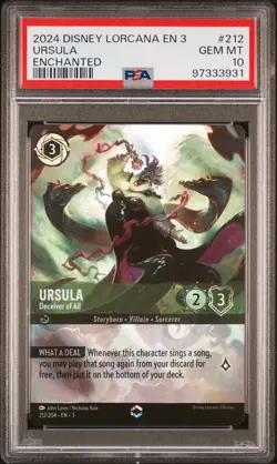 2024 DISNEY LORCANA INTO THE INKLANDS ENCHANTED URSULA DECEIVER OF ALL PSA 10 - Image 1