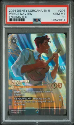 2024 DISNEY LORCANA EN 5-ENCHANTED PRINCE NAVEEN UKULELE PLAYER PSA 10 - Image 1