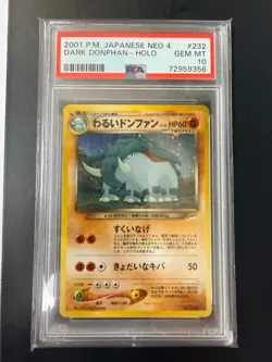 2001 Pokemon Japanese Neo 4 Dark Donphan Holo #232 PSA 10 Gem Mint WOTC - Image 1
