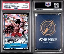 2025 ONE PIECE OP11-118 MONKEY D LUFFY MANGA ALT ART English PSA 10 GEM MINT - Image 3