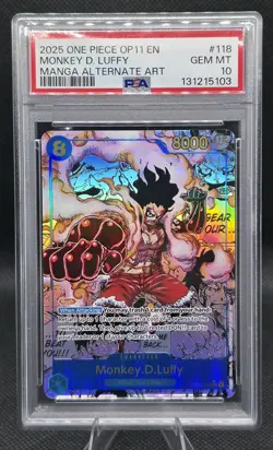 ONE PIECE OP11-118 MONKEY D LUFFY MANGA ALT ART English PSA 10 GEM MINT - Image 1