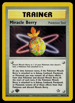 Pokemon Neo Genesis 94/111 Miracle Berry 1st Edition Pokemon Card - Image 1