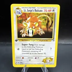 Pokemon Cards: Gym Heroes 1st Edition Uncommon: Lt. Surge's Raticate 51/132 LP - Image 1