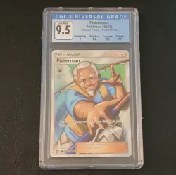 CGC 9.5 GEM MINT Fisherman Full Art SV83/SV94 Hidden Fates Pokemon Card - Image 1