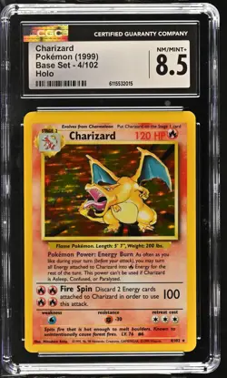 CGC 8.5 Charizard 1999 Base Set 4/102 Holo Pokemon Card - Image 1