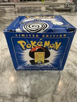 1999 Pokemon 23K Gold Plated Poliwhirl Trading Card w/ COA & Pokeball in Box - Image 1