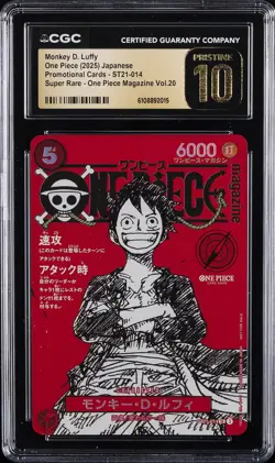 2025 ONE PIECE JAPANESE PROMO CARD #ST21-014 MONKEY D. LUFFY CGC 10 PRISTINE - Image 1