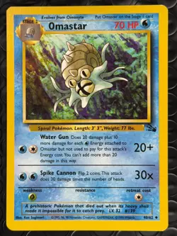 Omastar 40/62 Base Set Series Fossil UNCOMMON Stage 2 Pokemon Card 1999 WOTC NM - Image 1