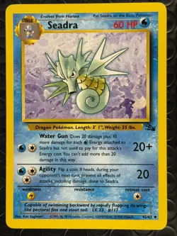 Seadra 42/62 Base Set Series Fossil UNCOMMON Stage 1 Pokemon Card 1999 WOTC LP - Image 1