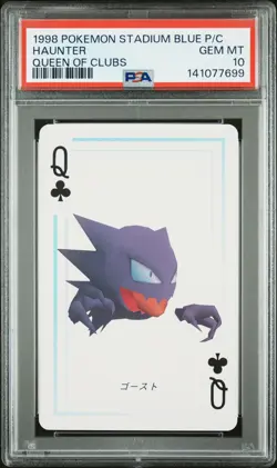 1998 POKEMON STADIUM BLUE VERSION PLAYING CARDS QUEEN OF CLUBS HAUNTER PSA 10 - Image 1