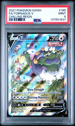 2021 POKEMON SWORD & SHIELD CHILLING REIGN #185 FULL ART/TORNADUS V PSA 9 - Image 1