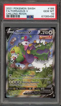 Pokemon Tornadus V Chilling Reign Full Alt Art #185 PSA 10 Gem Mint - Image 1