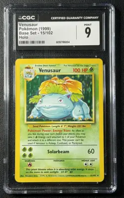 VENUSAUR CGC 9 1999 POKEMON UNLIMITED BASE SET #15/102 RARE HOLO 6004 - Image 1