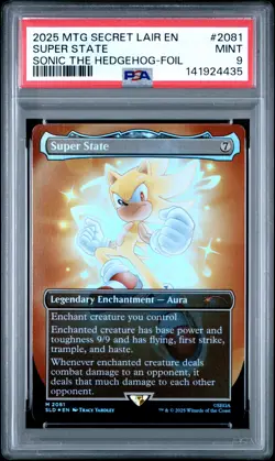 2025 MTG SECRET LAIR DROP SONIC: FRIENDS & FOES-FOIL #2081 SUPER STATE PSA 9 - Image 1