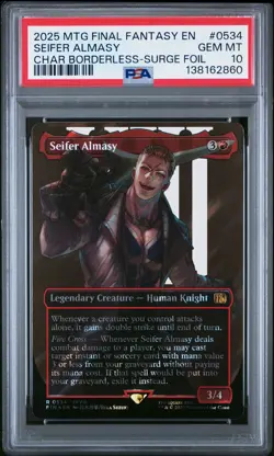 2025 MTG FINAL FANTASY CHARACTER BORDERLESS-SURGE FOIL SEIFER ALMASY PSA 10 - Image 1
