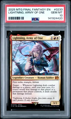 2025 MTG FINAL FANTASY #0233 LIGHTNING, ARMY OF ONE PSA 10 - Image 1
