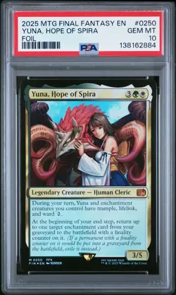 2025 MTG FINAL FANTASY FOIL #0250 YUNA HOPE OF SPIRA PSA 10 - Image 1